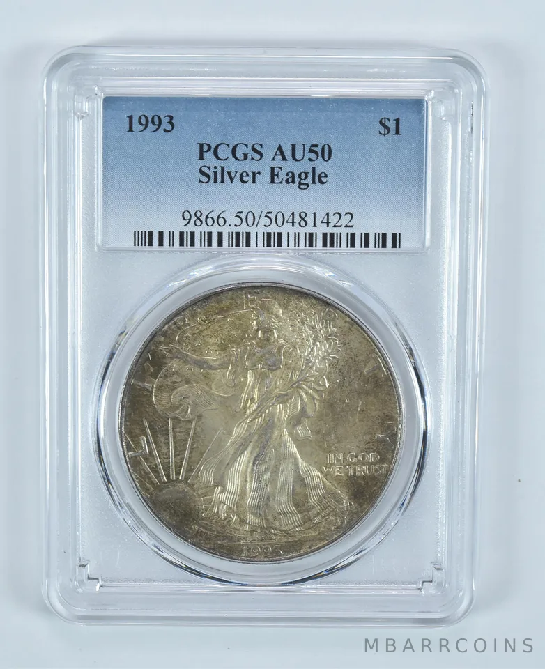 1993 American Silver Eagle AU50 PCGS Low Ball *9015