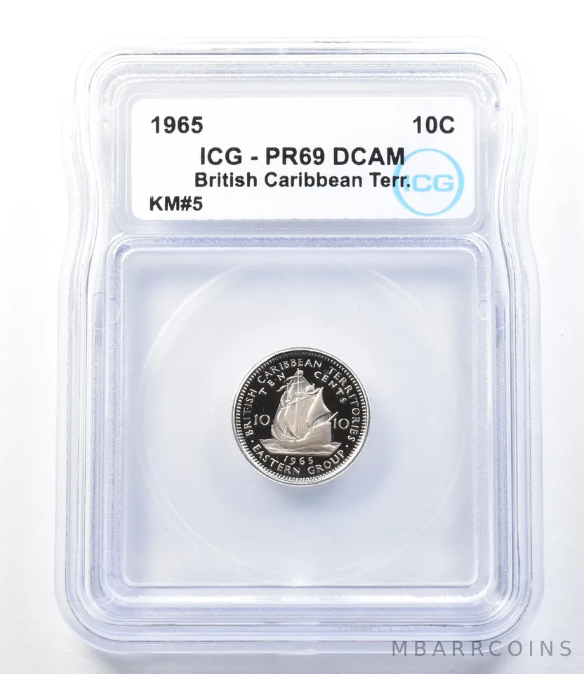 1965 British Caribbean Territories 10 Cents KM#5 PR69 DCAM ICG *8923
