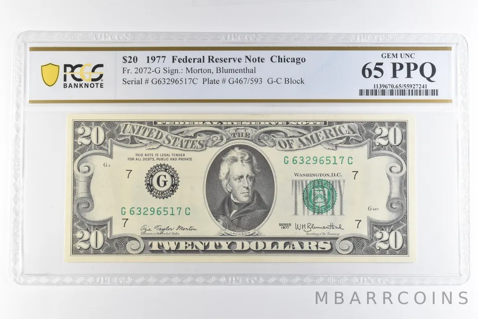 1977 $20 Chicago IL FRN Fr#2072-G Gem Unc 65 PPQ PCGS *6878