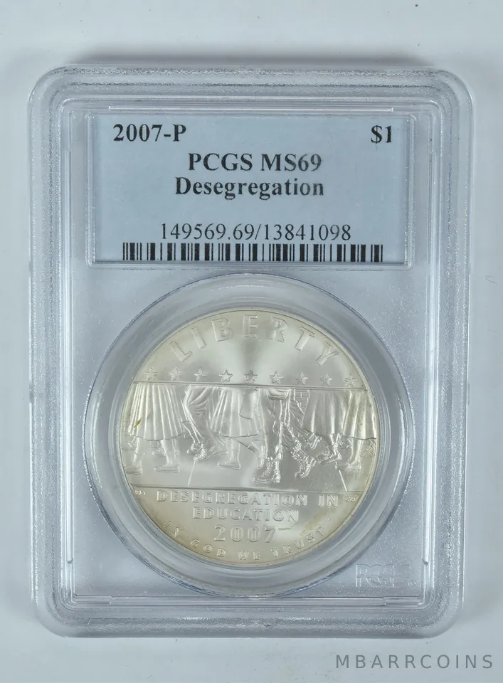 2007-P Desegregation Commemorative Dollar MS69 PCGS Blue Label
