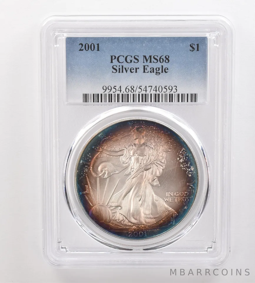 2001 American Silver Eagle MS68 PCGS Beautiful Tone *3244