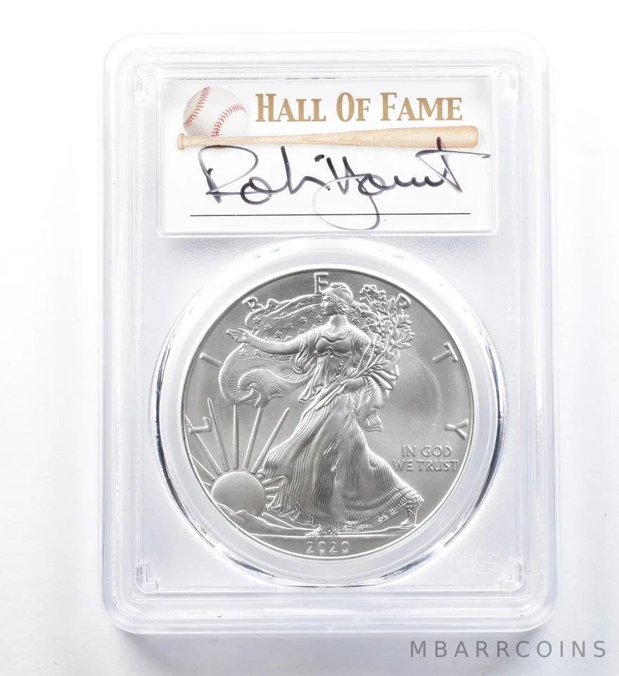 2020 American Silver Eagle Robin Yount FDOI MS70 PCGS a1283