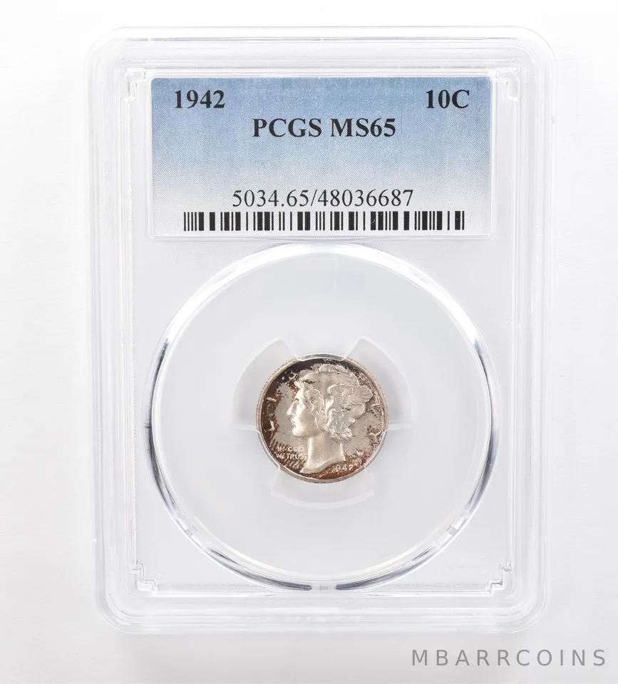 1942 Mercury Dime MS65 PCGS Beautiful Tone *7497