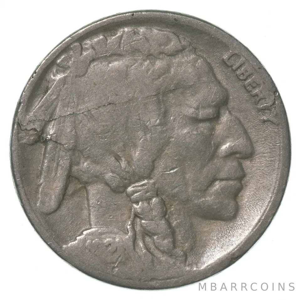 1921-S Indian Head Buffalo Nickel Lamination ERROR a6341