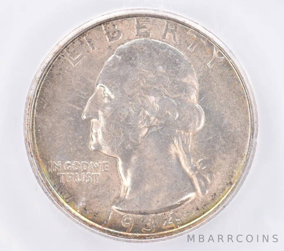 1934-D Washington Quarter AU58 ICG Peripheral Tone *2510