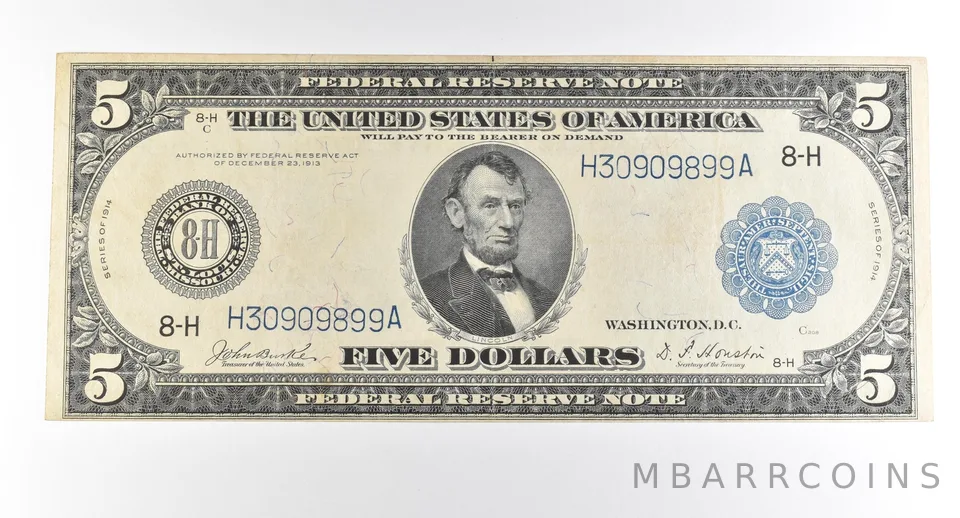 1914 $5 St Louis MO FRN Large Note Blue Seal *2751