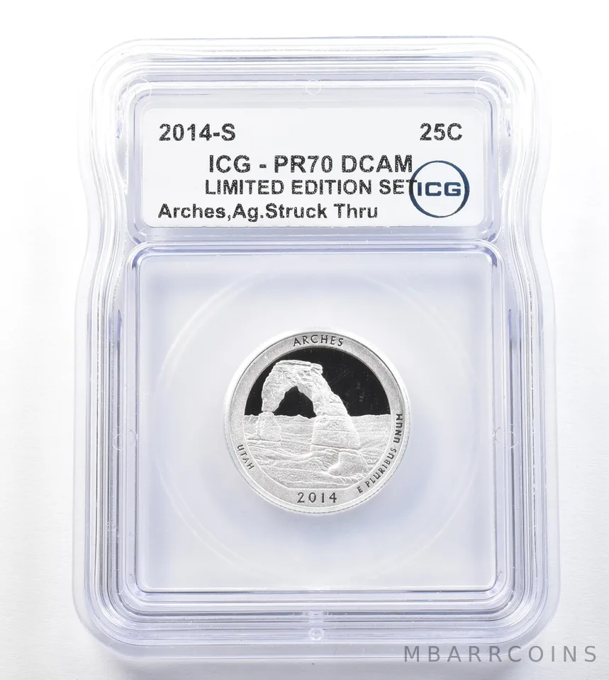 ERROR 2014-S Quarter Silver ATB Arches LE Set Struck Thru PR70 ICG a3304