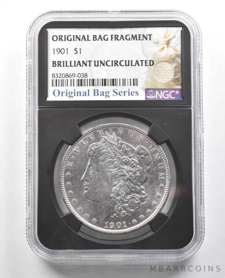 1901 Morgan Silver Dollar Original Bag Fragment BU NGC *4363