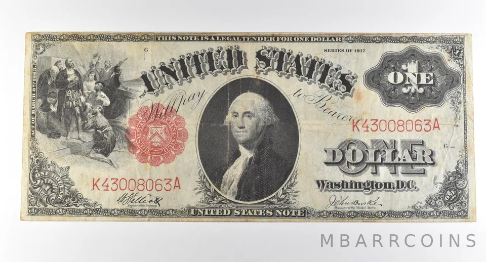 1917 $1 Legal Tender Large Note Red Seal *2892