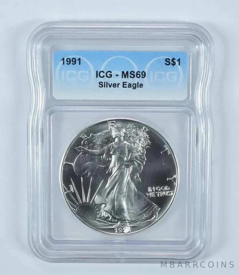 1991 American Silver Eagle MS69 ICG