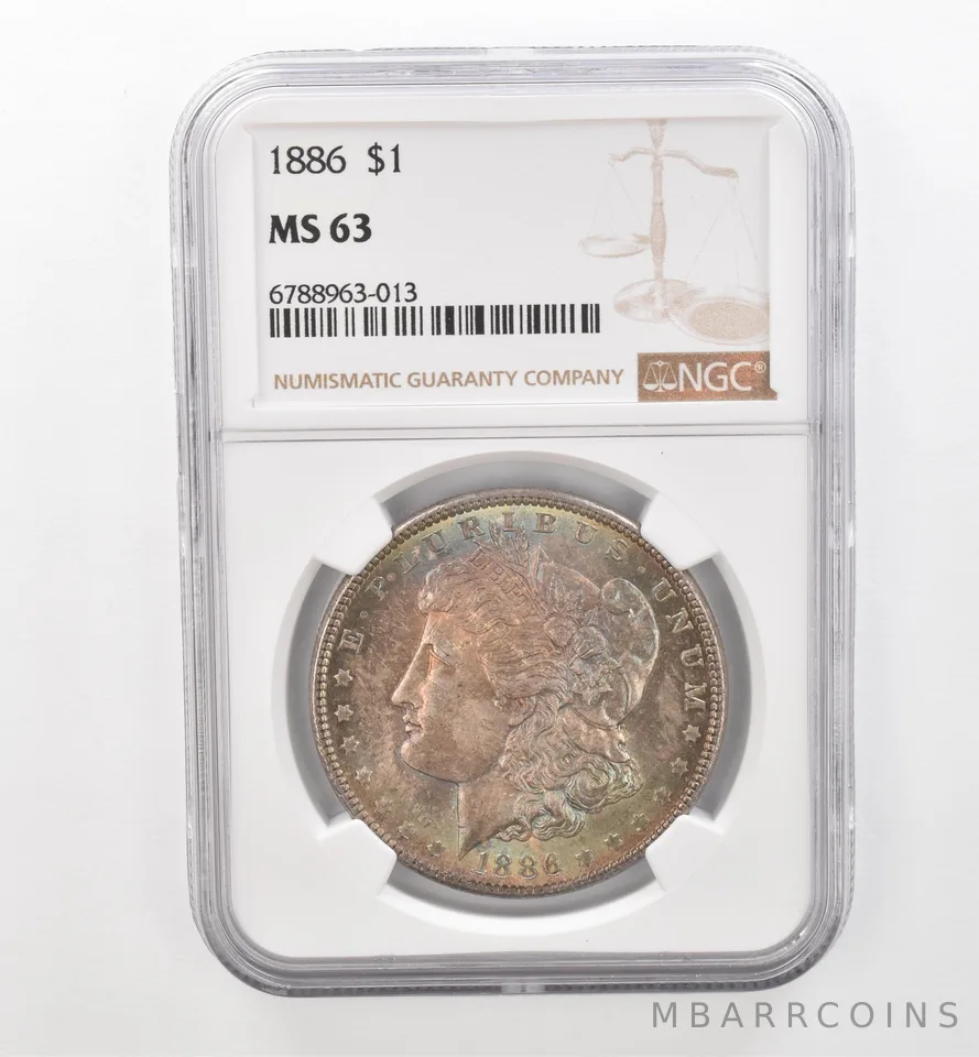 1886 Morgan Silver Dollar MS63 NGC Beautiful Tone *1729
