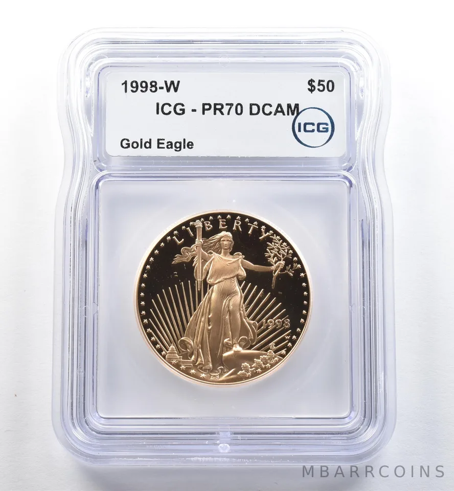 1998-W $50 American Gold Eagle 1 Oz Gold PR70 DCAM ICG