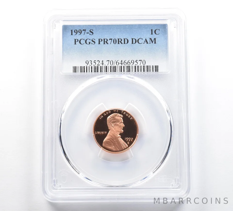 1997-S Lincoln Memorial Cent PR70 RD DCAM PCGS Blue Label