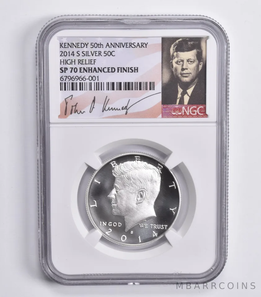 2014-S Kennedy Half Dollar Silver SP70 Enhanced High Relief NGC