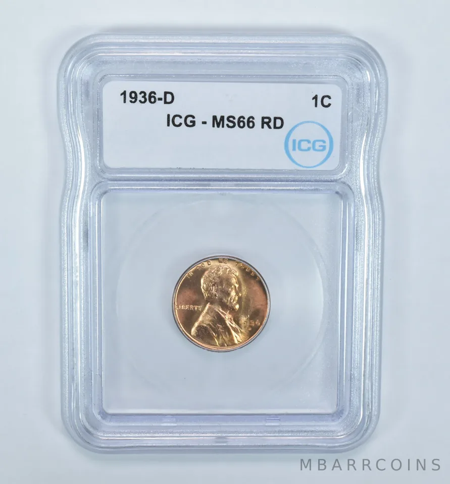 1936-D Lincoln Wheat Cent MS66 RD ICG