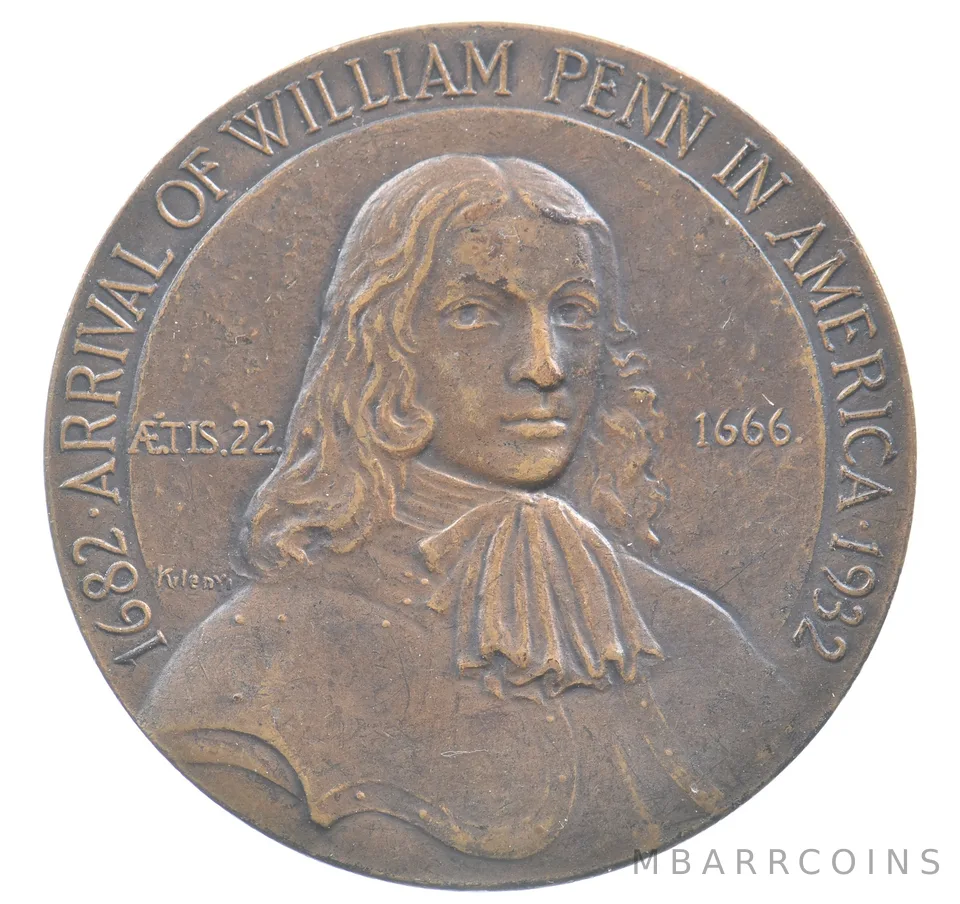 1932 So-Called Dollar Arrival Of William Penn In America Medal *8182