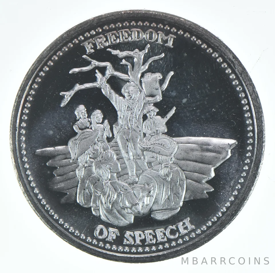 1 Oz Silver Art Round Freedom Of Speech Johnson Matthey