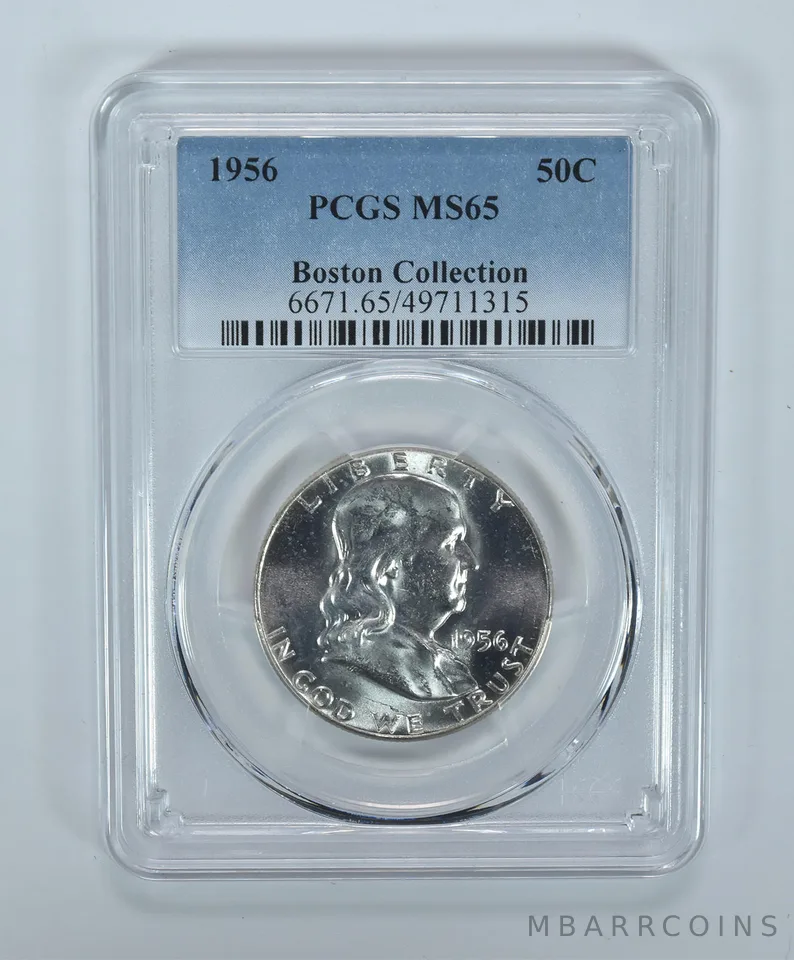 1956 Franklin Half Dollar Boston Collection MS65 PCGS Blue Label