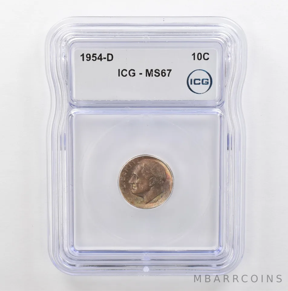 1954-D Roosevelt Dime MS67 ICG Beautiful Tone *5325