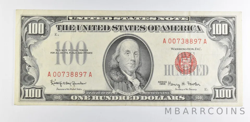 1966 $100 US Legal Tender Note Red Seal *9900