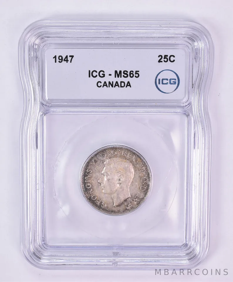 1947 Canada 25 Cents MS65 ICG Beautiful Tone *1177