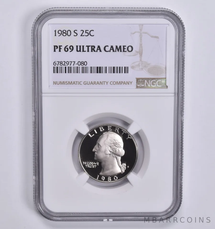 1980-S Washington Quarter PF69 UCam NGC Brown Lbl