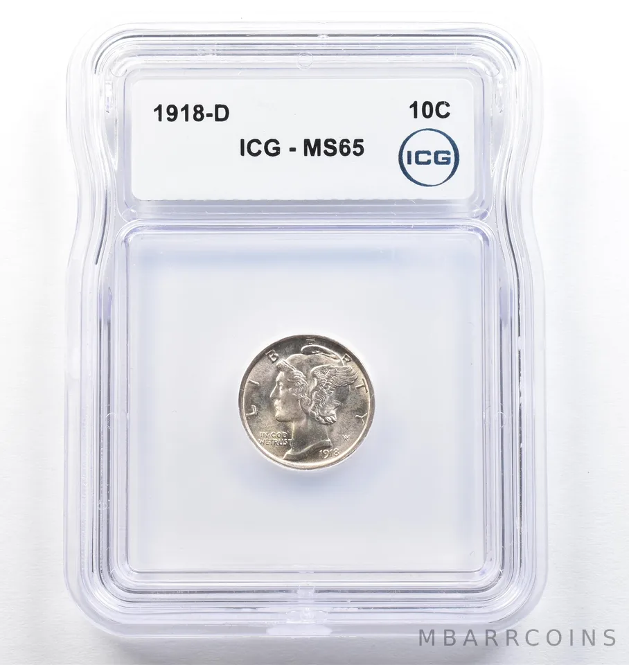1918-D Mercury Dime MS65 ICG *0715
