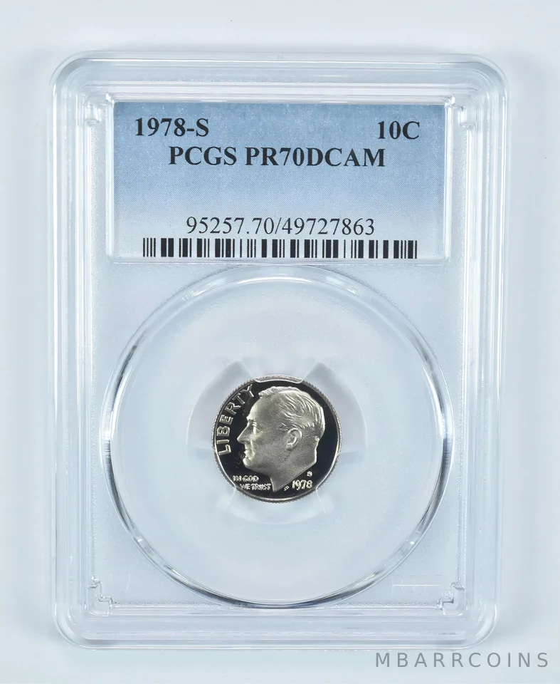 1978-S Roosevelt Dime PR70 DCAM PCGS Blue Label