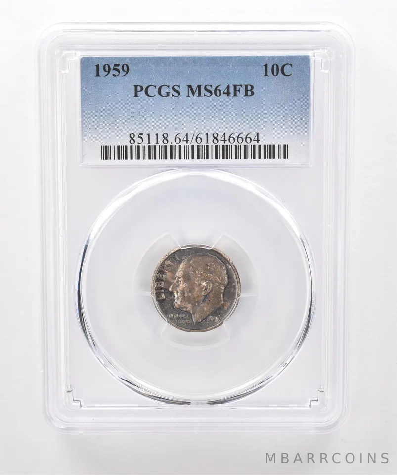 1959 Roosevelt Dime MS64 FB PCGS Beautiful Tone *1854