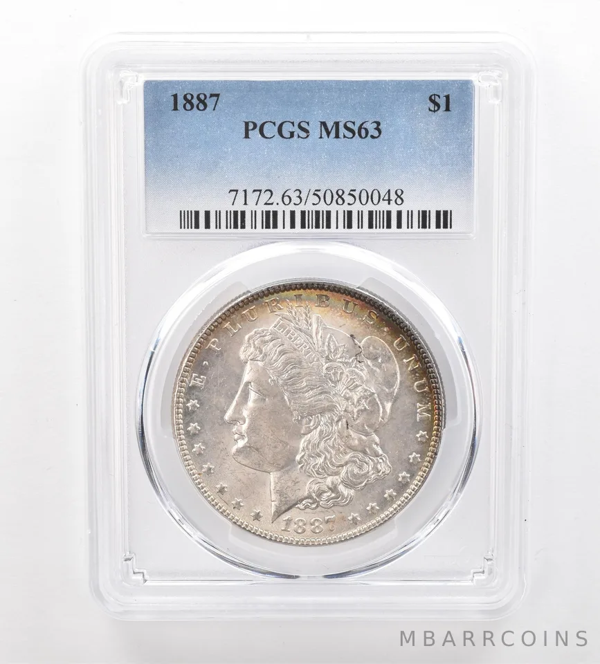 1887 Morgan Silver Dollar MS63 PCGS Peripheral Tone a7447