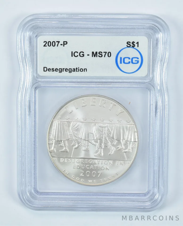 2007-P Desegregation Commemorative Silver Dollar MS70 ICG