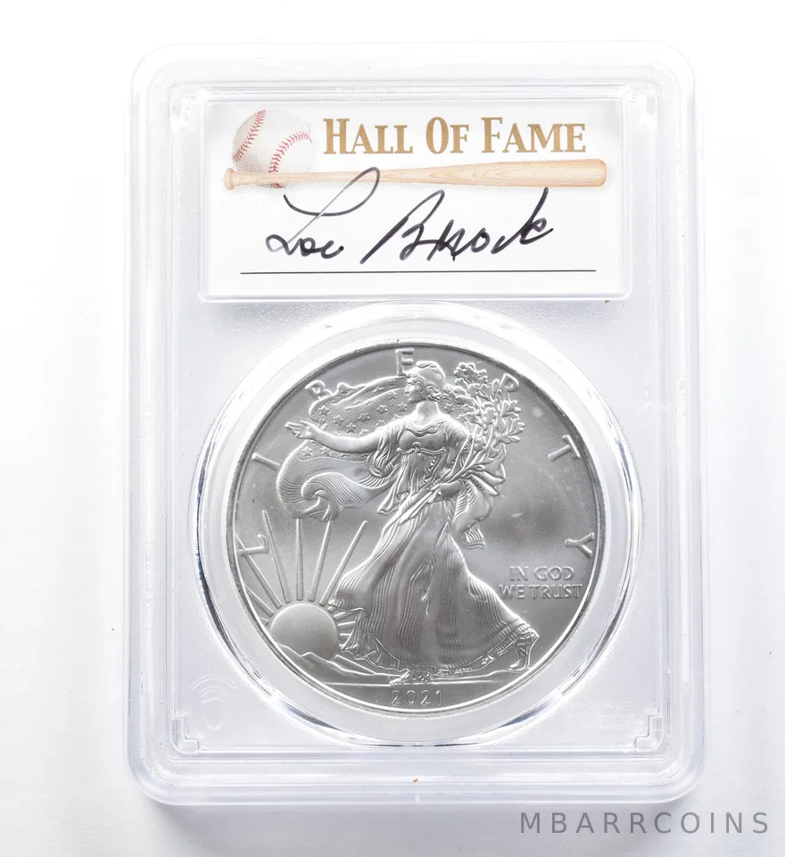 2021 American Silver Eagle Type 1 Lou Brock FDOI MS70 PCGS a1238