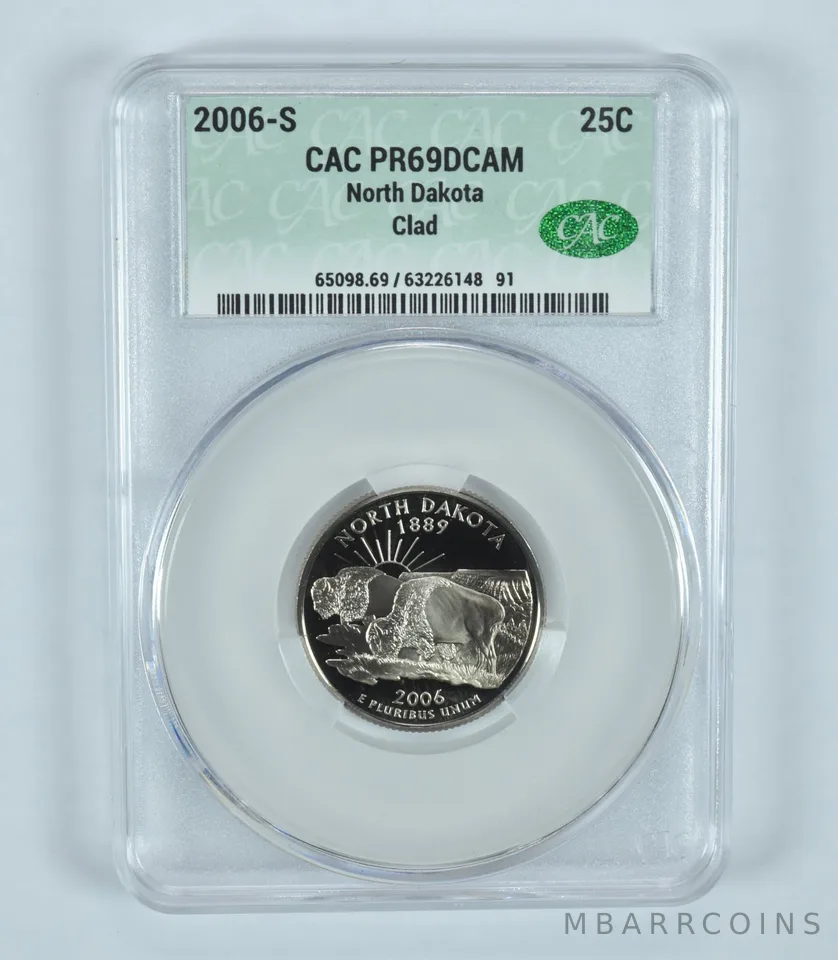 2006-S Washington State Quarter North Dakota CLAD PR69 DCAM CAC CACg