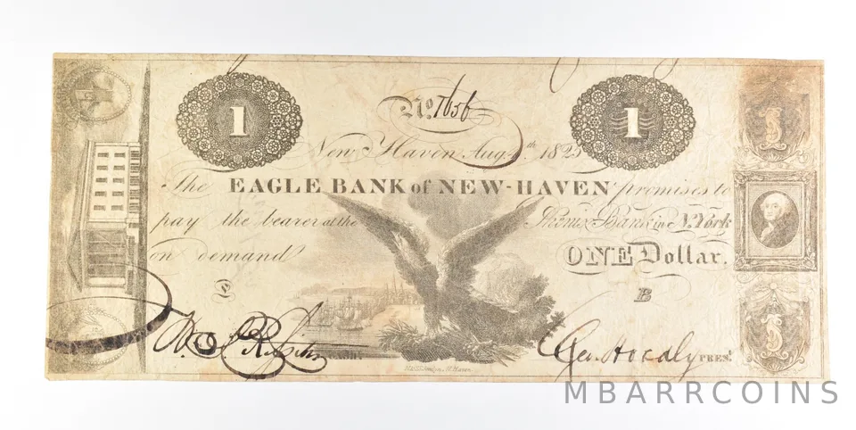 1823 $1 New Haven CT Eagle Bank Obsolete Note *0241