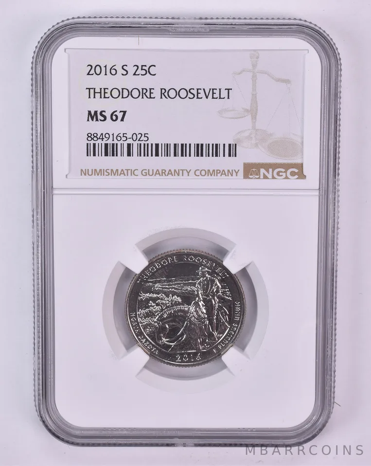 2016-S Washington Quarter Theodore Roosevelt ATB MS67 NGC Brown Label