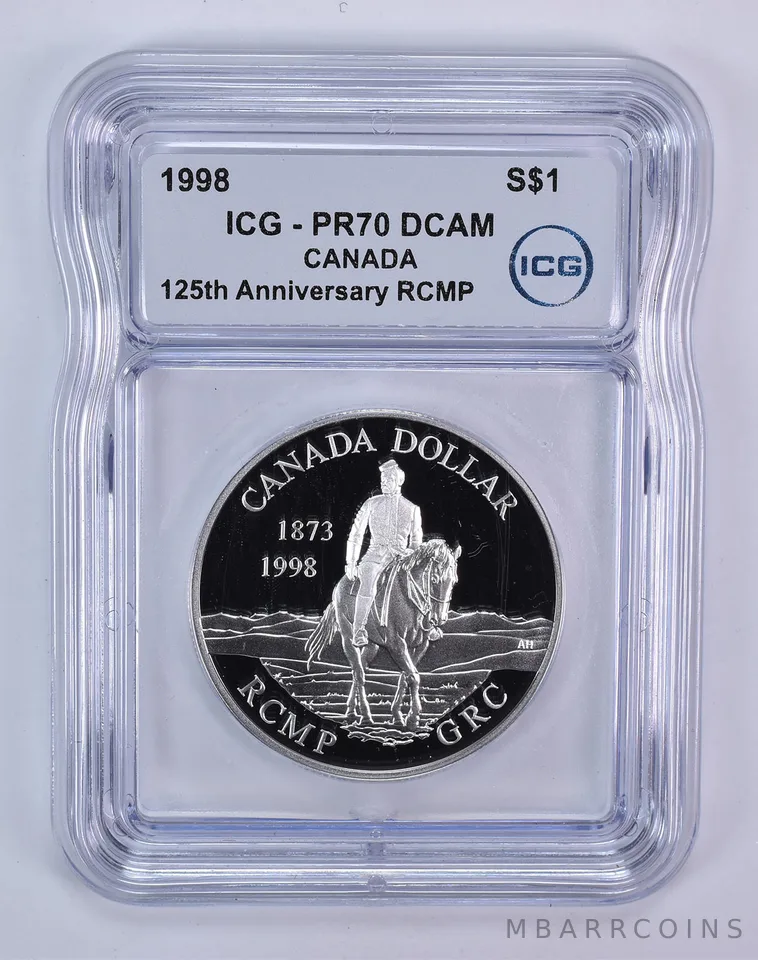 1998 Canada 1 Dollar Silver RCMP 125th Anniversary PR70 DCAM ICG