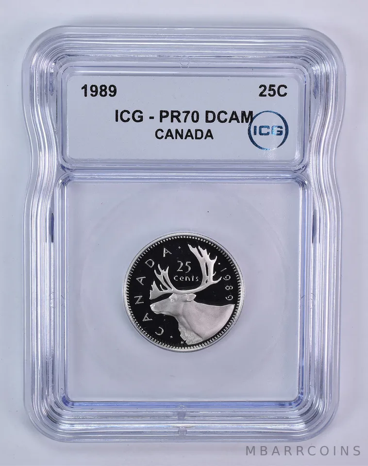 1989 Canada 25 Cents Caribou PR70 DCAM ICG