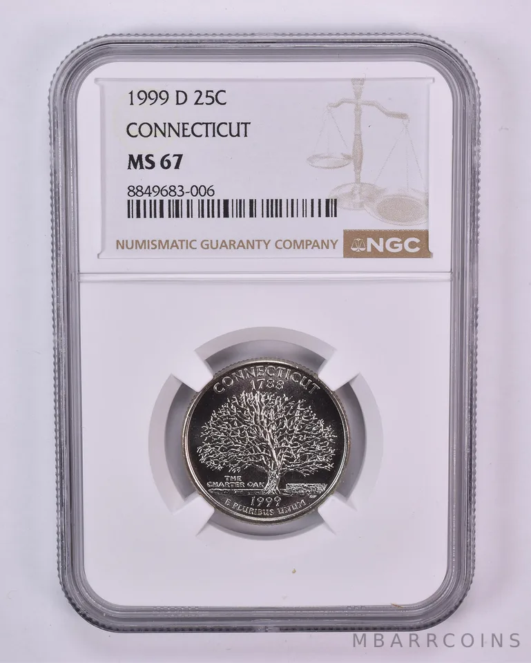 1999-D Washington State Quarter Connecticut MS67 NGC Brown Label