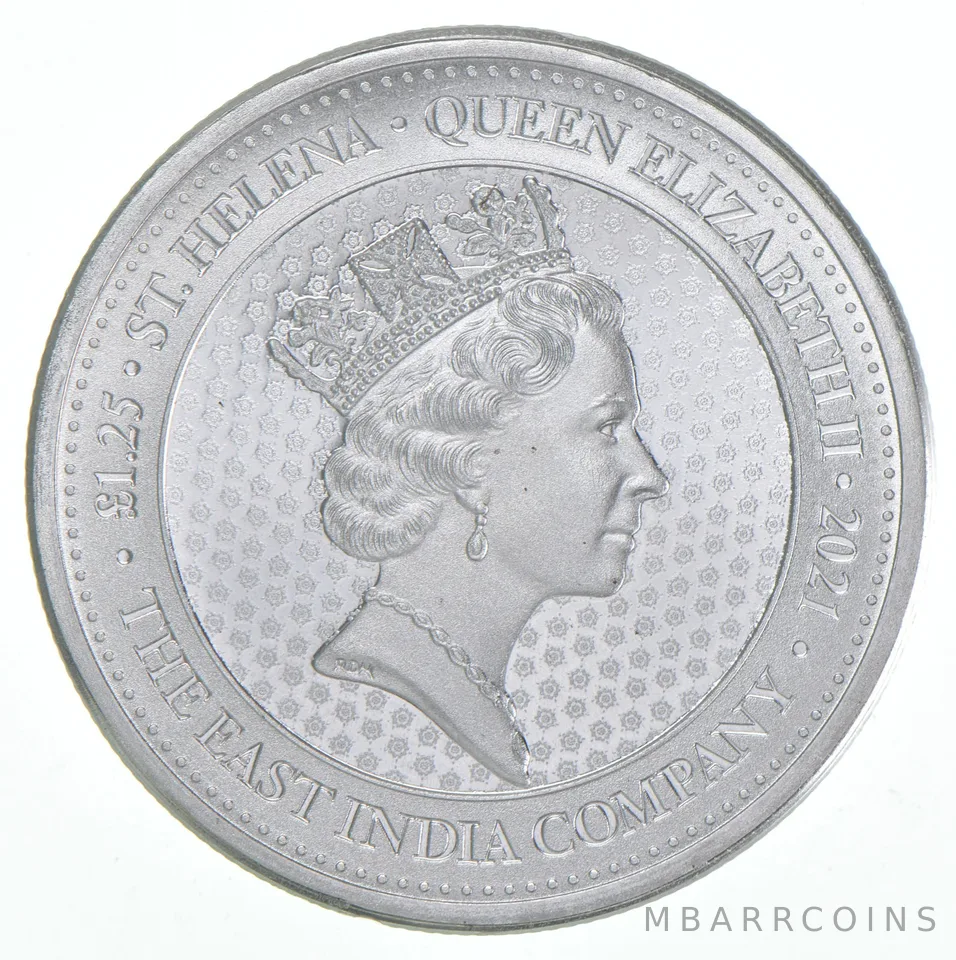 2021 St Helena 1.25 Pound 1.25 Oz Silver Rose Crown Guinea Coin