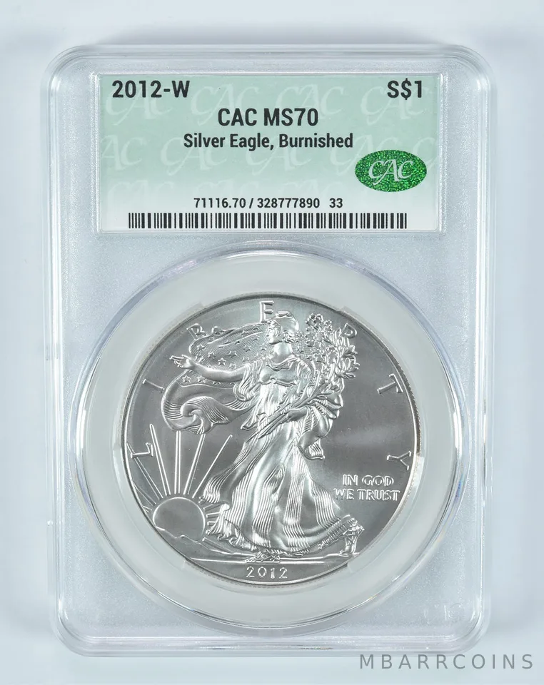 2012-W Burnished Silver Eagle MS70 CAC CACg