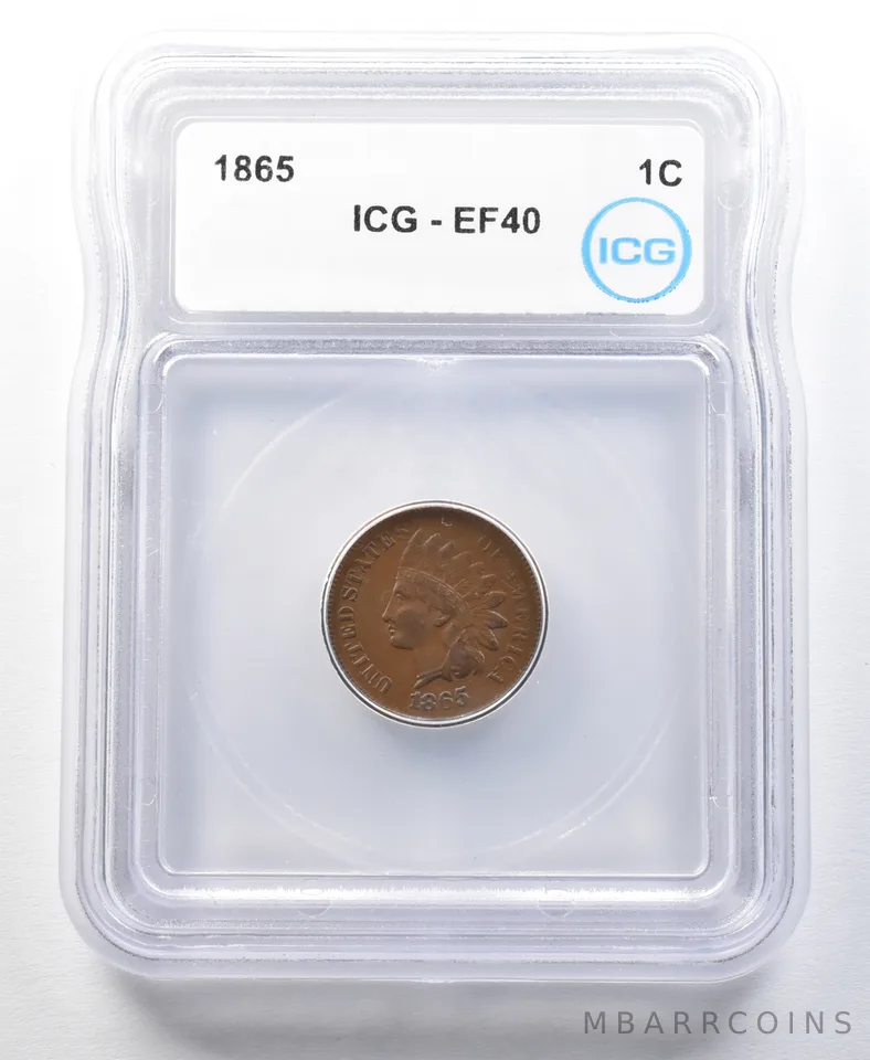 1865 Indian Head Cent EF40 ICG *0448
