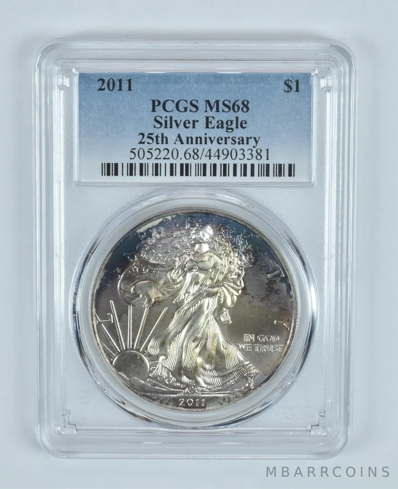 MS68 2011 American Silver Eagle - 25th Anniversary - PCGS Beautiful Tone! *0858