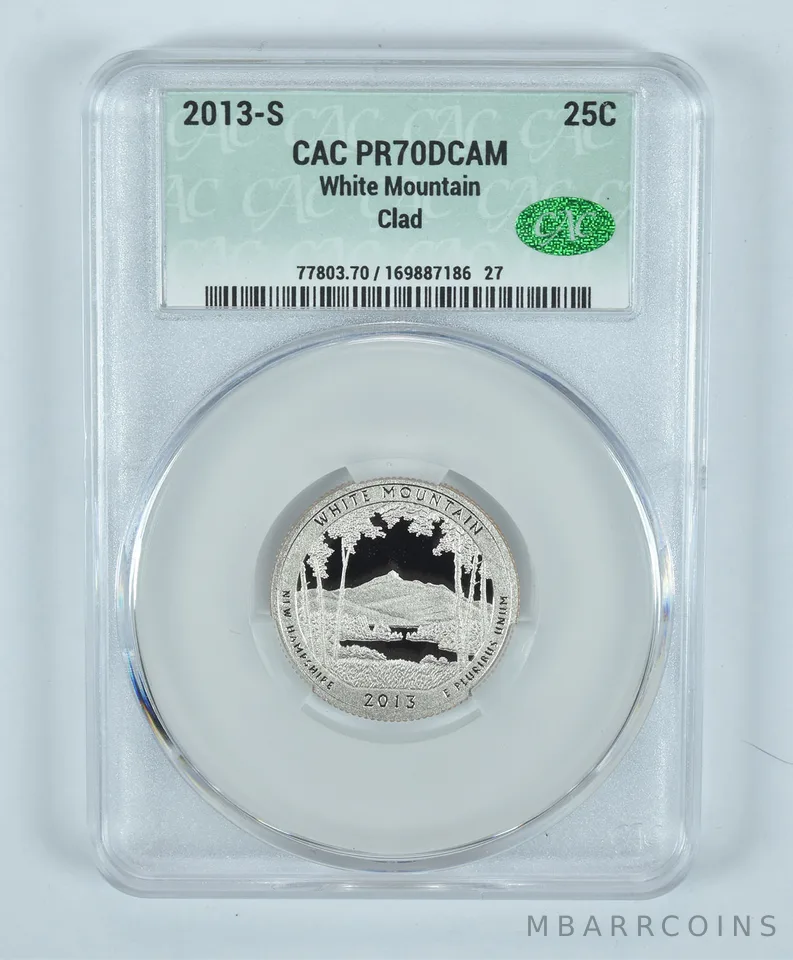 2013-S Washington Quarter White Mountain CLAD ATB PR70 DCAM CAC CACg