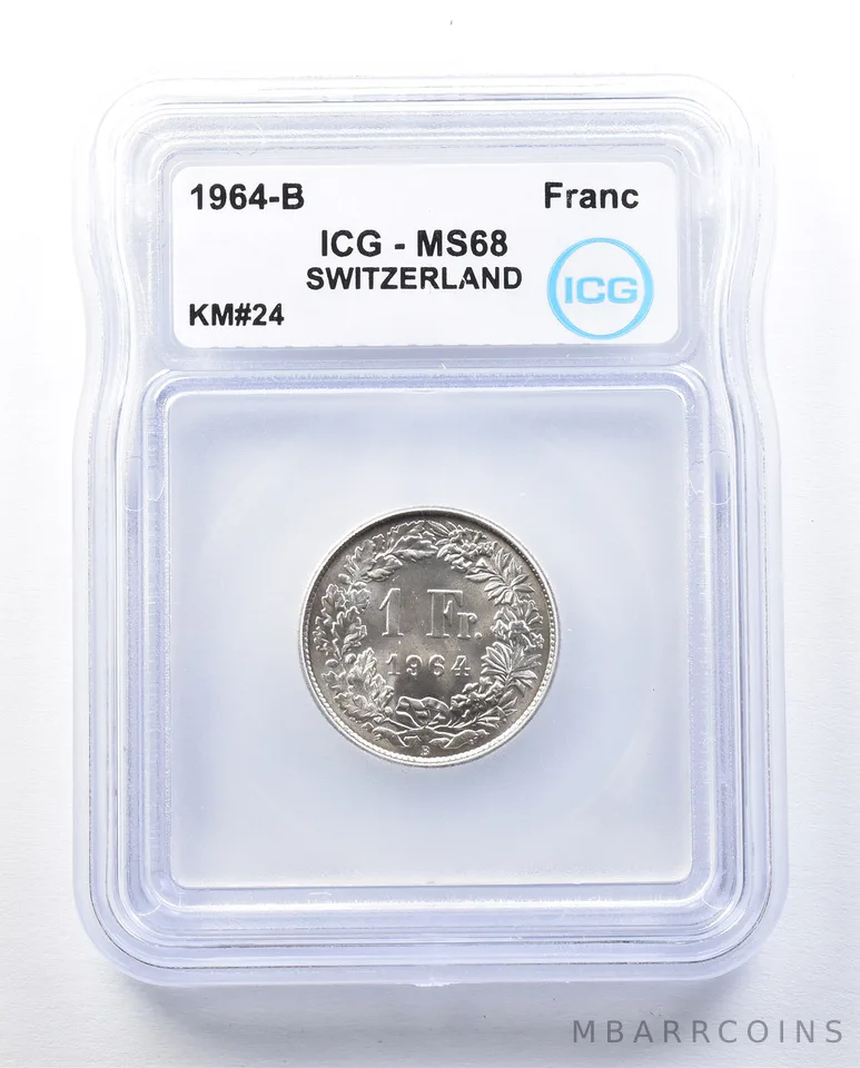1964 B Switzerland Franc KM#24 MS68 ICG *8948