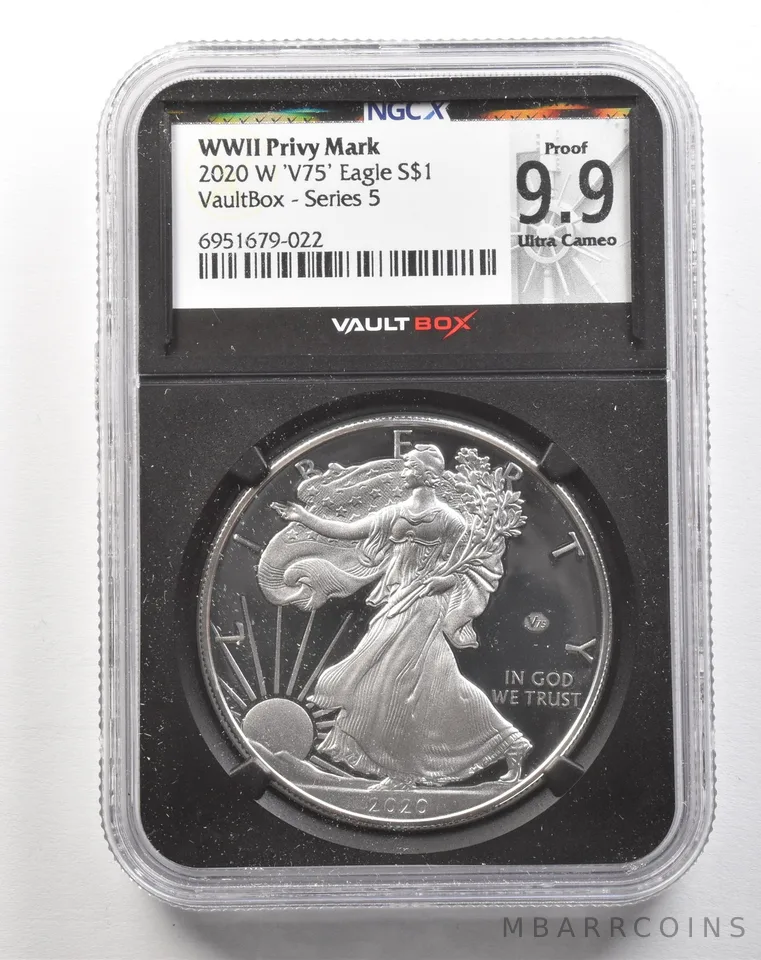 2020-W American Silver Eagle V75 Privy Vaultbox Series 5 Proof 9.9 NGC X *5156