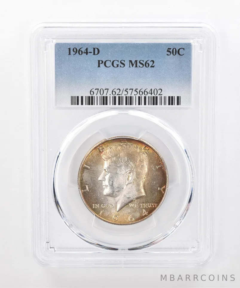 1964-D Kennedy Half Dollar MS62 PCGS Beautiful Tone *1352
