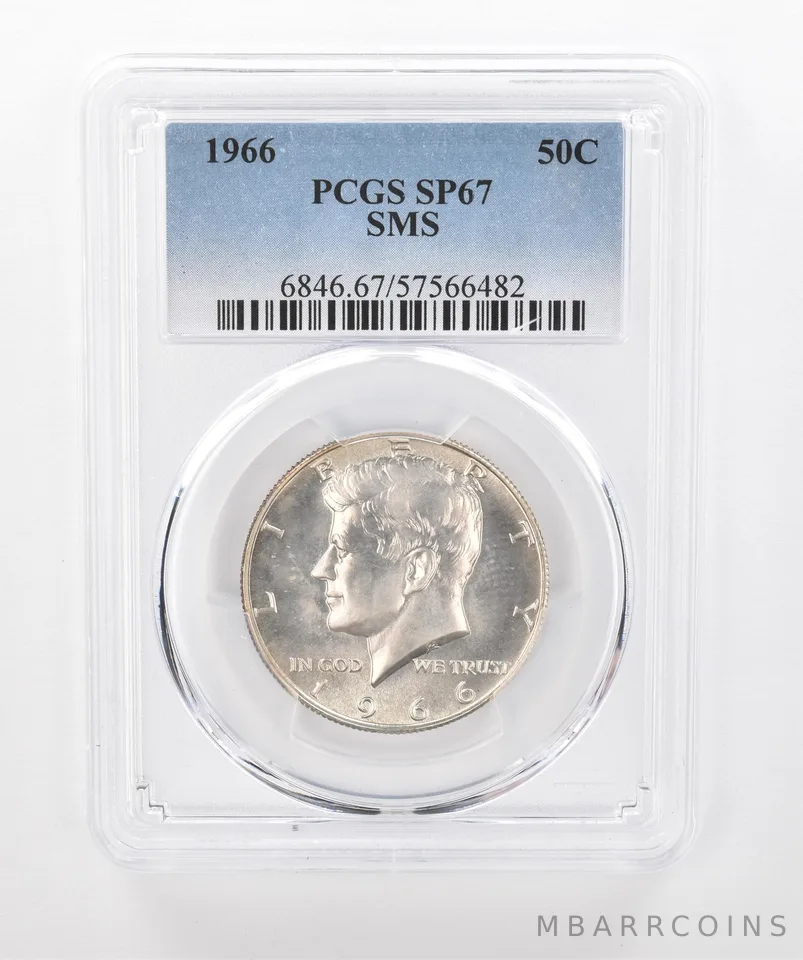 1966 Kennedy Half Dollar SMS SP67 PCGS Peripheral Tone Reverse *1362