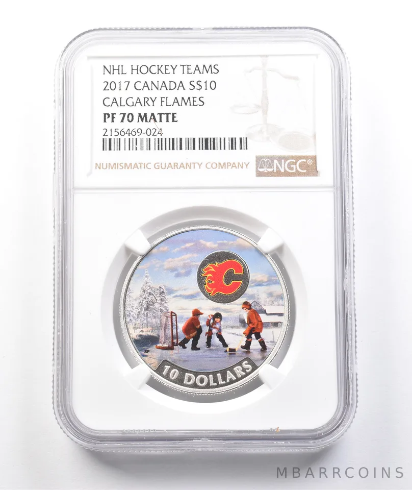 2017 Canada $10 Silver NHL Hockey Teams Calgary Flames PF70 Matte NGC *3811