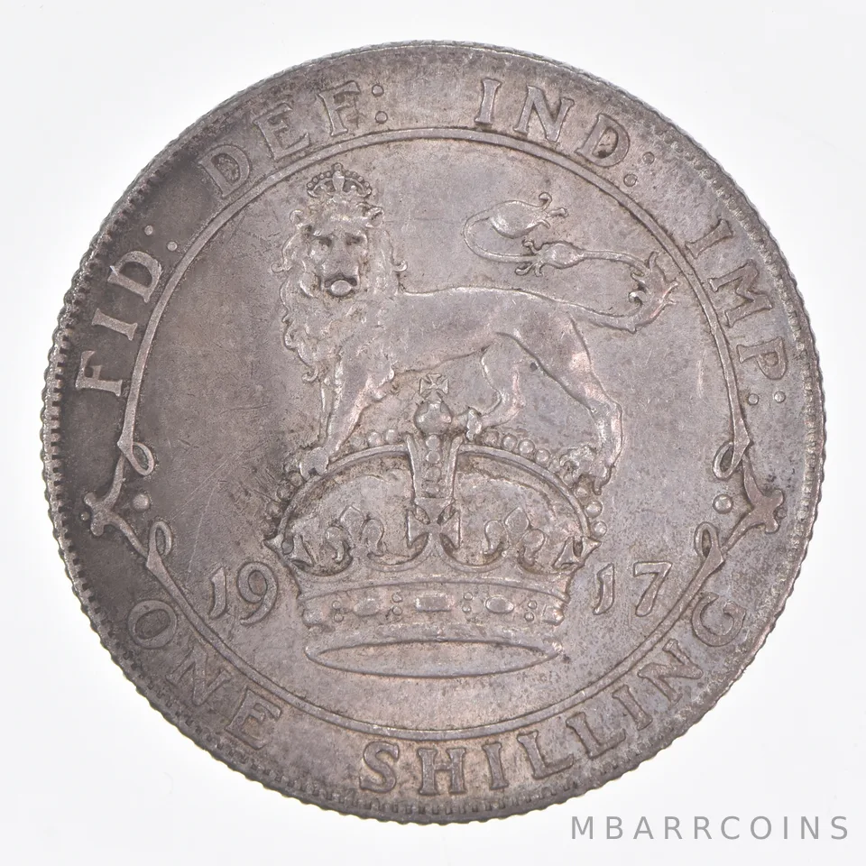 Better Date - 1917 Great Britain 1 Shilling World Coin- Silver *305