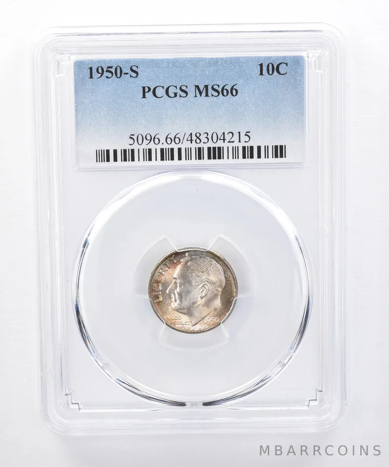 1950-S Roosevelt Dime MS66 PCGS Beautiful Tone *8345